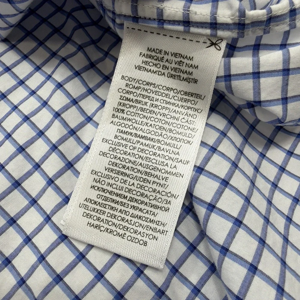 POLO RALPH LAUREN Long Sleeve Button Shirt Men XL Blue‎ White Checked Windowpane